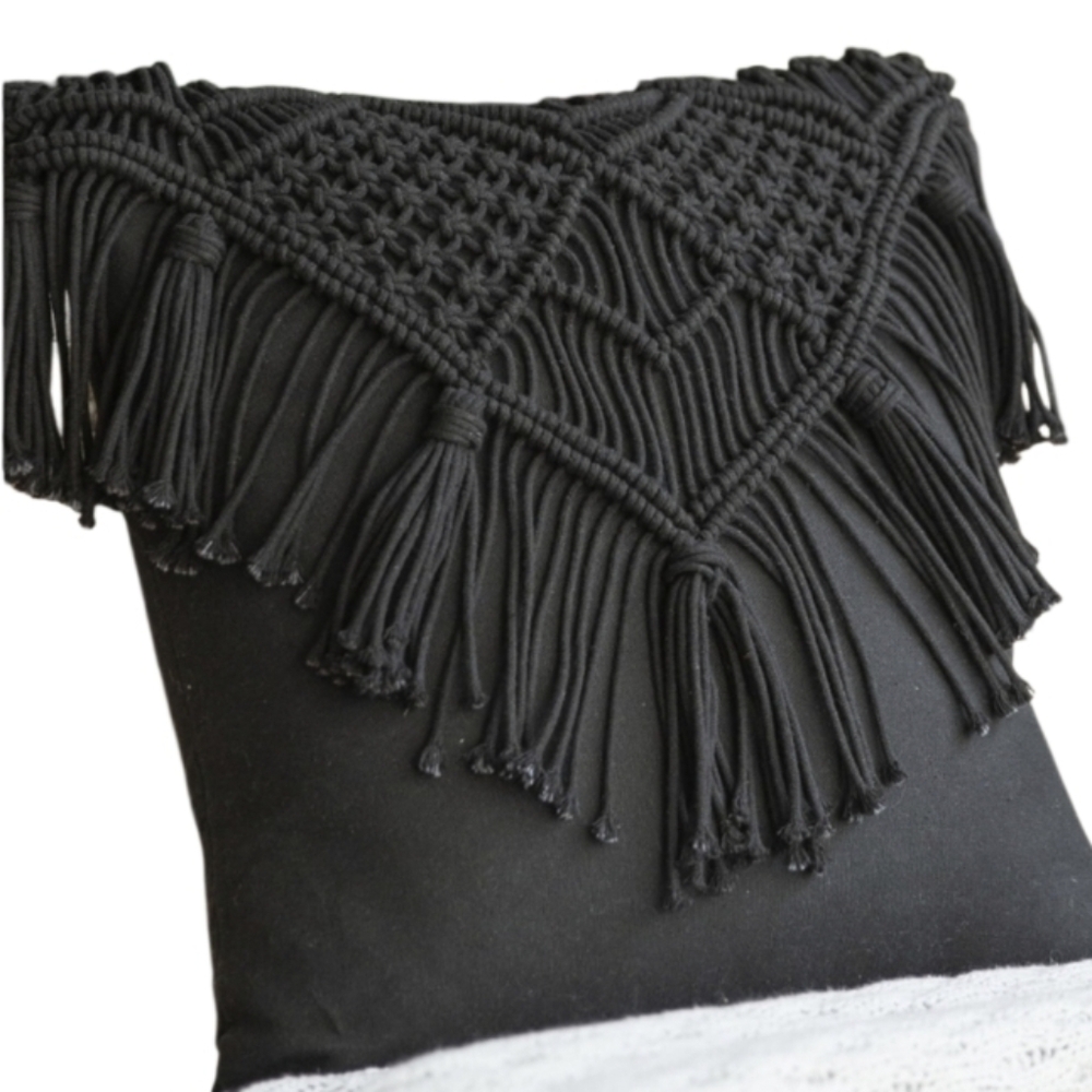Phantoscope 100% Cotton Handmade Crochet Woven Boho with Tassels Pillowcase‎